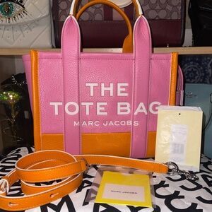 Colorblock candy pink & scorched small Marc Jacobs tote